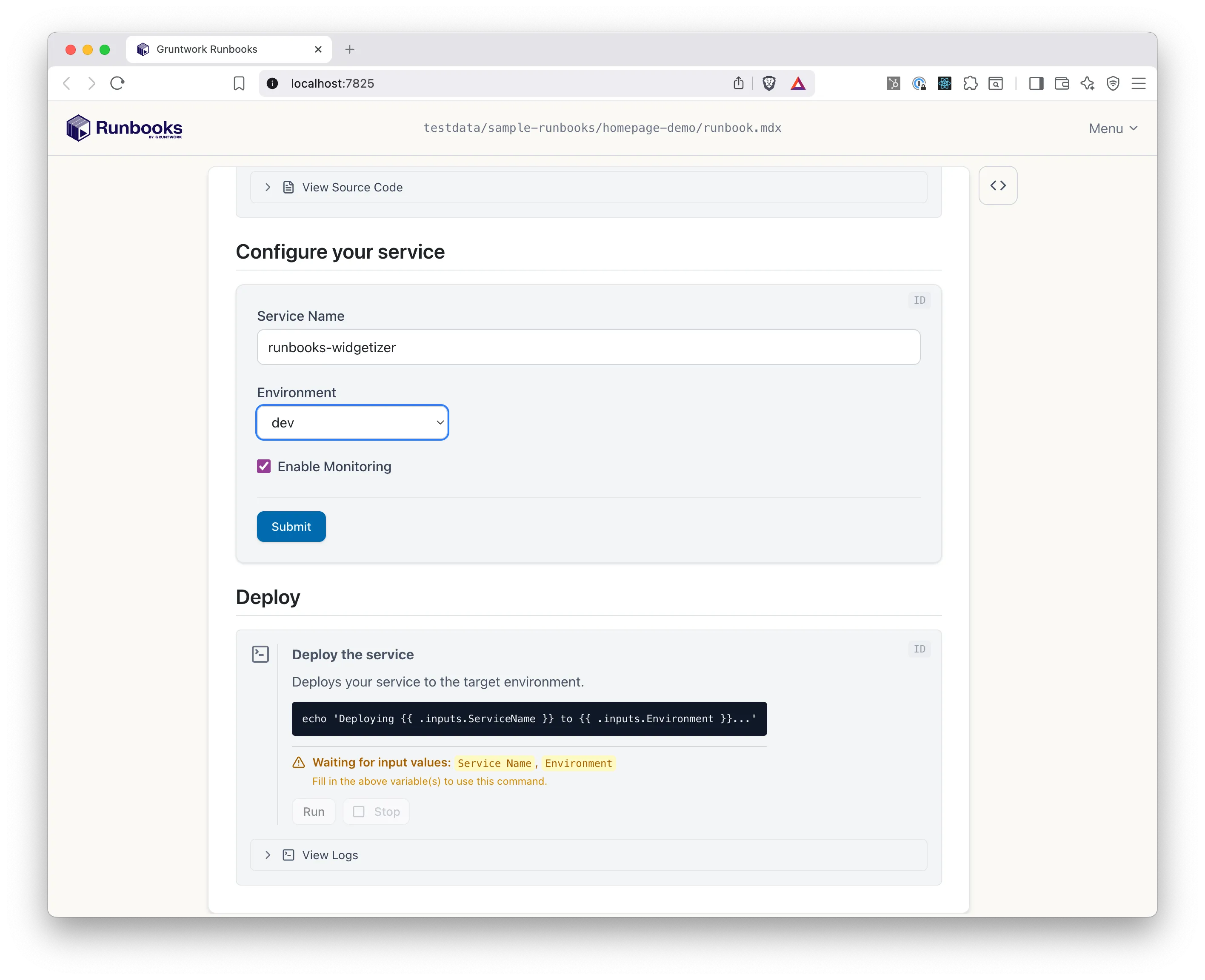 Configure your service form