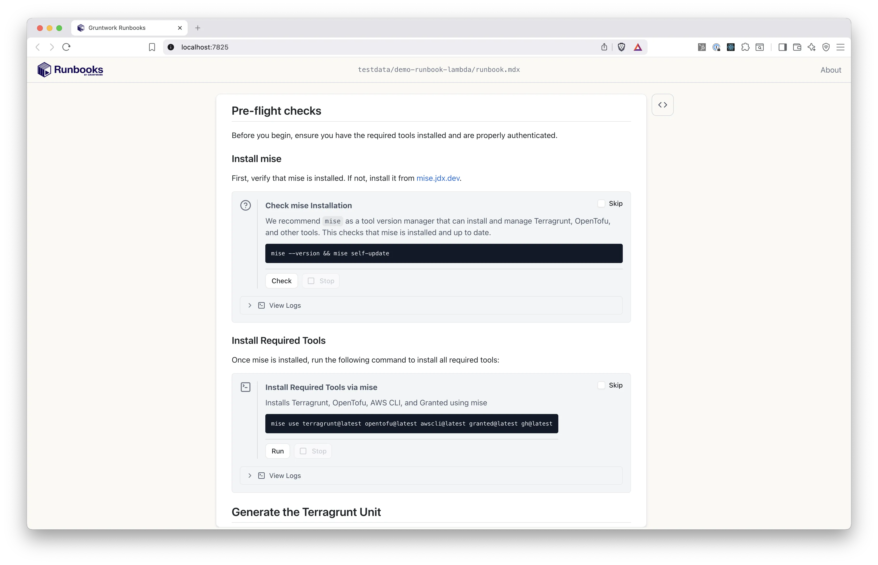 Runbooks Example Screenshot 2