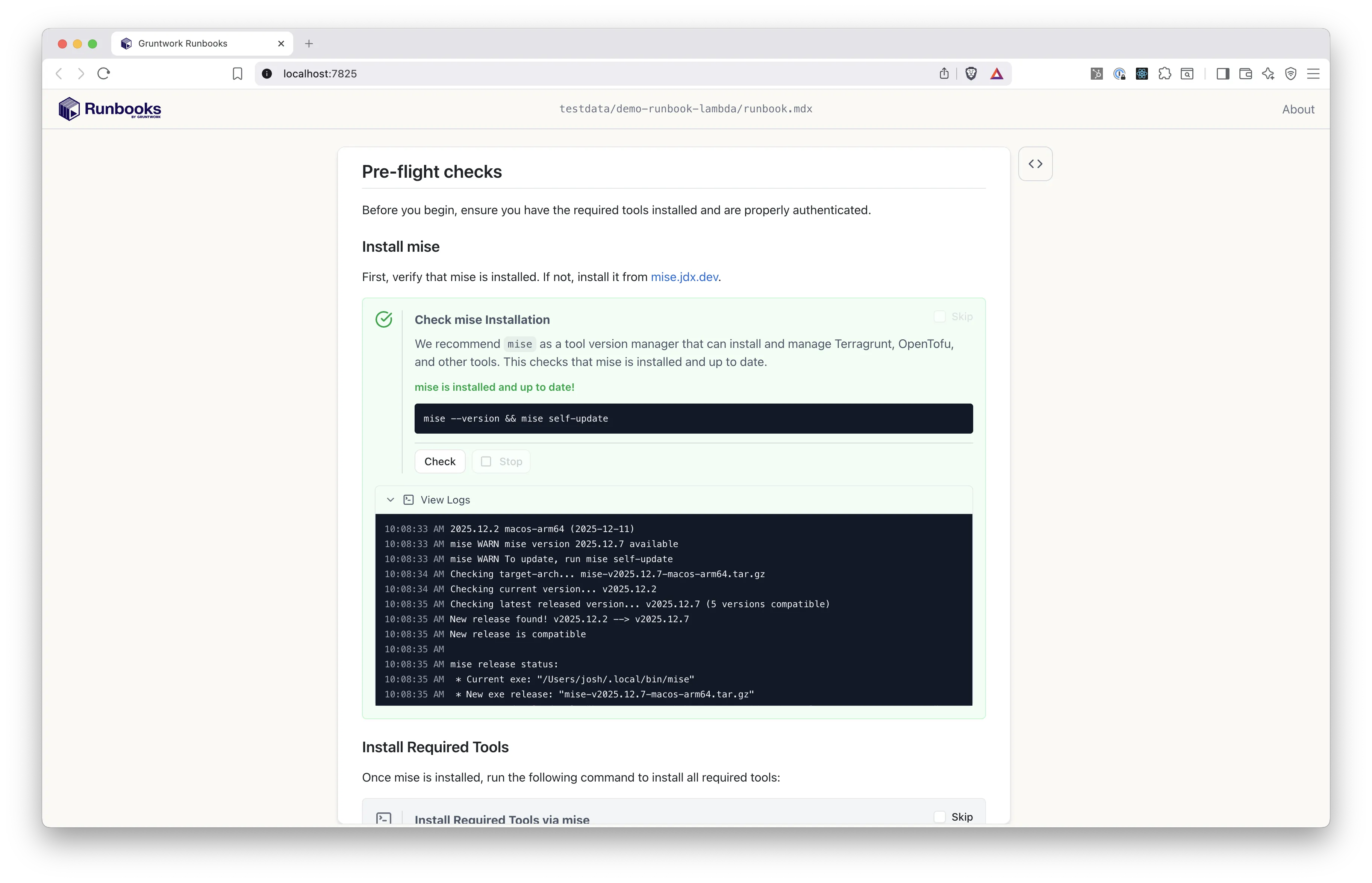 Runbooks Example Screenshot 3