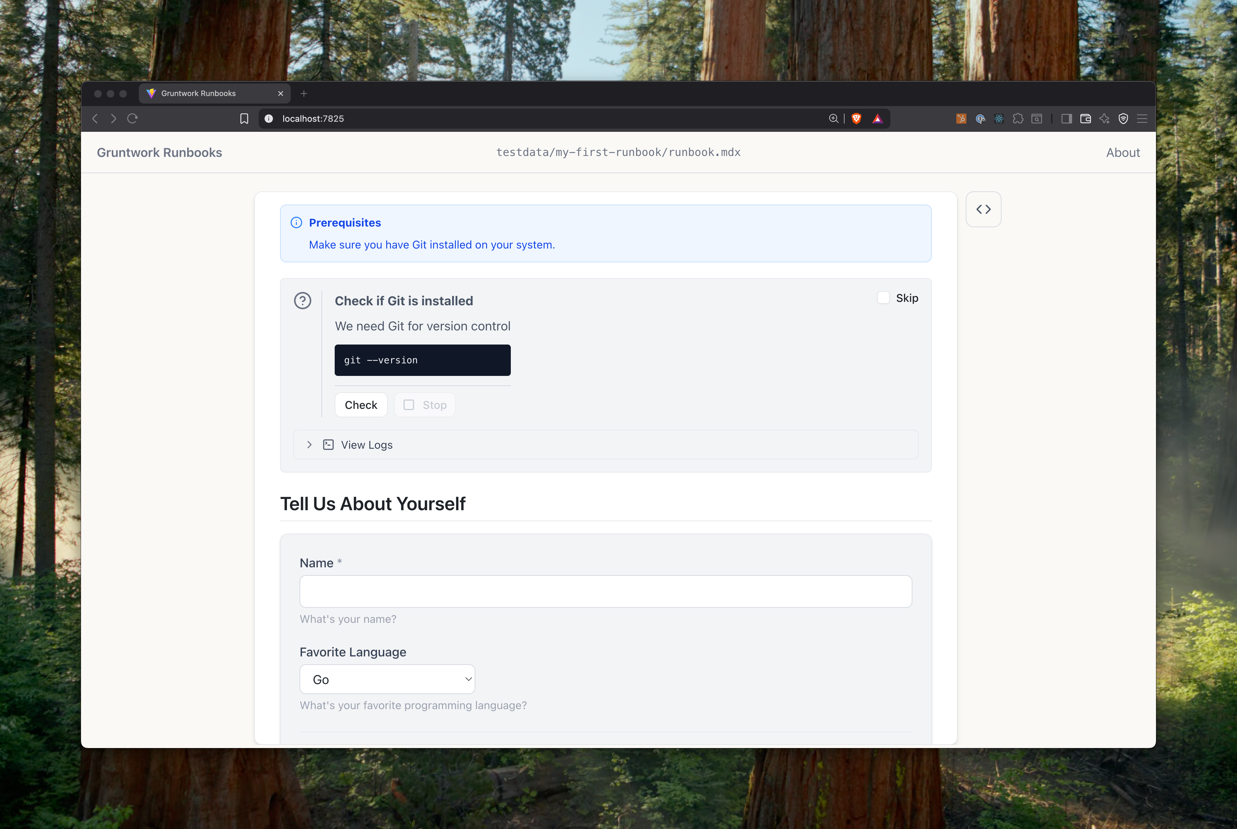Runbook UI Screenshot 2