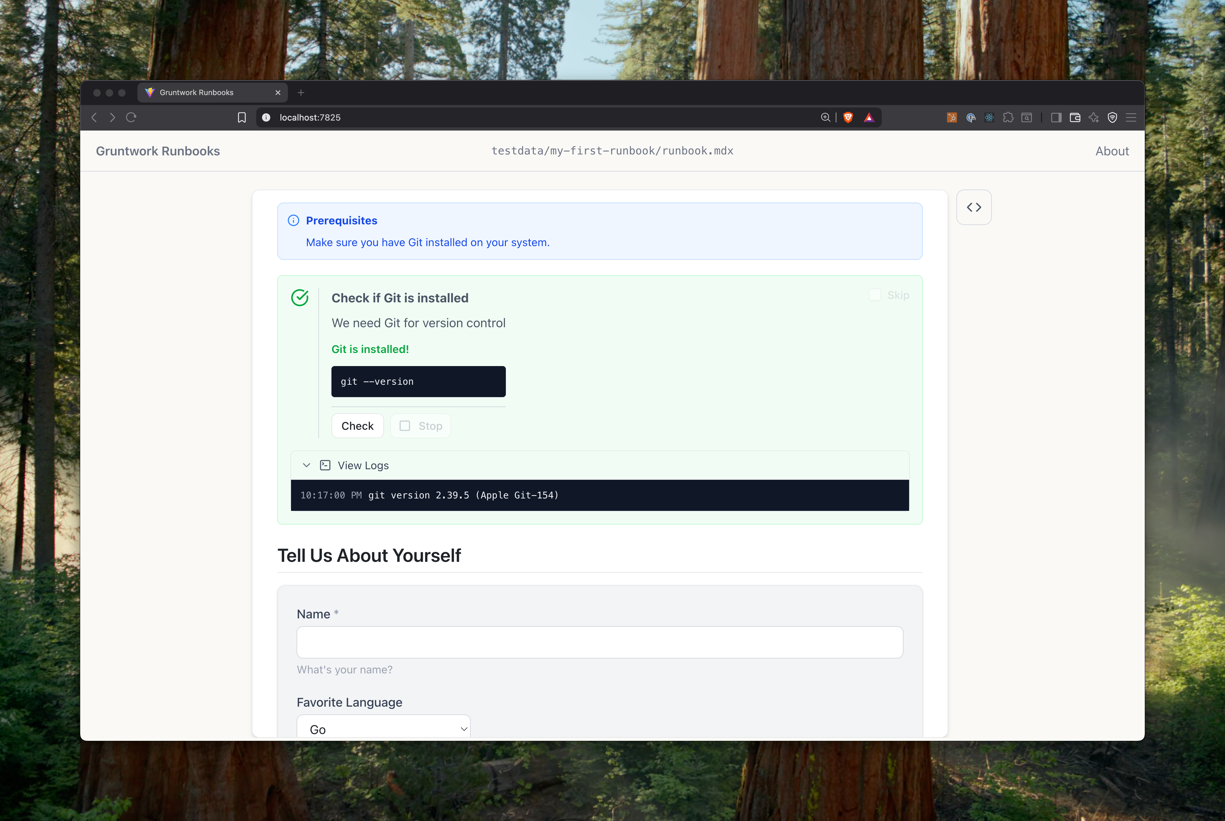 Runbook UI Screenshot 3