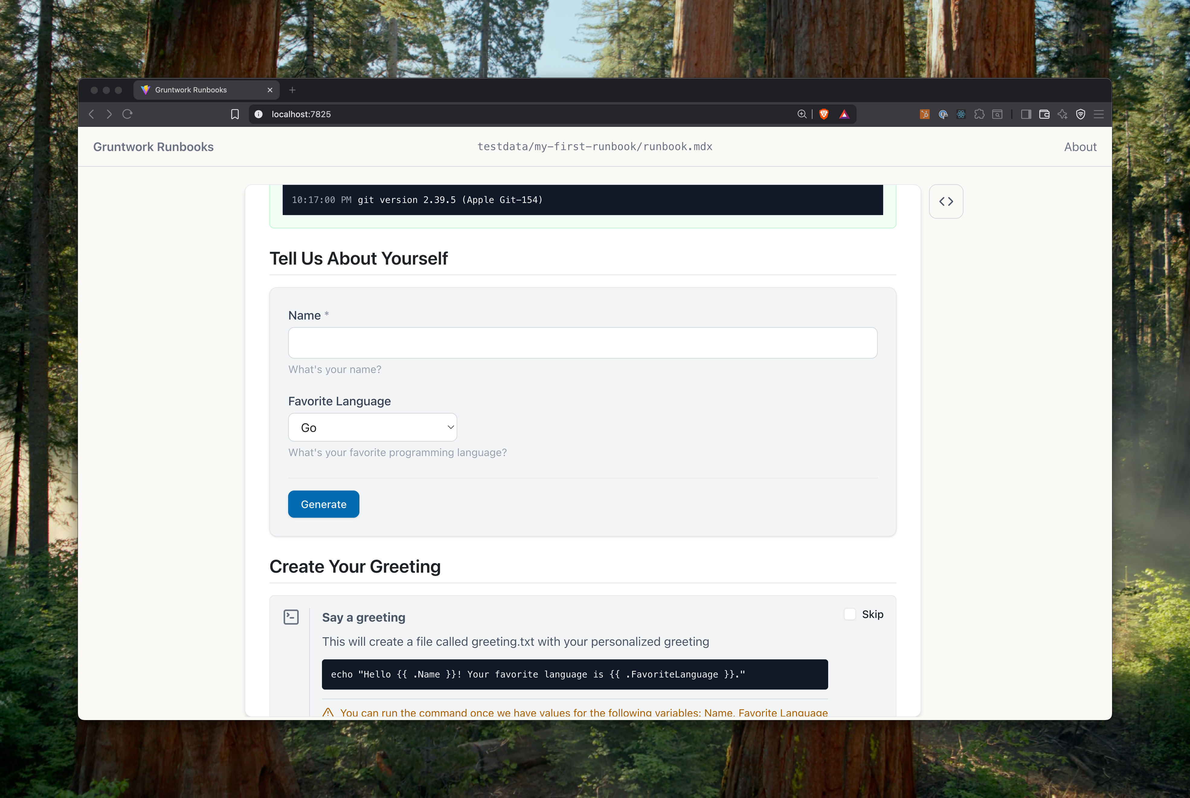 Runbook UI Screenshot 4