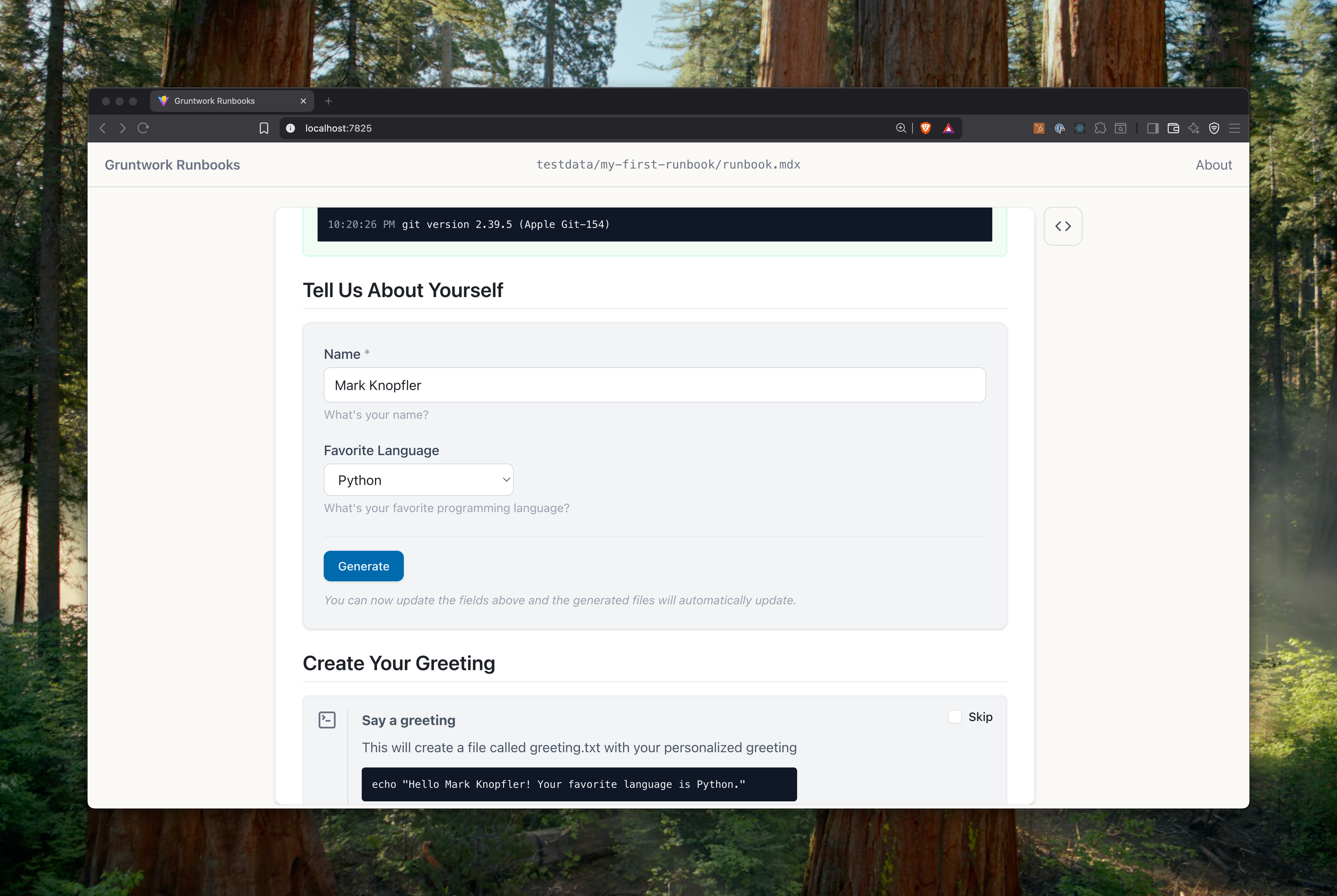 Runbook UI Screenshot 5